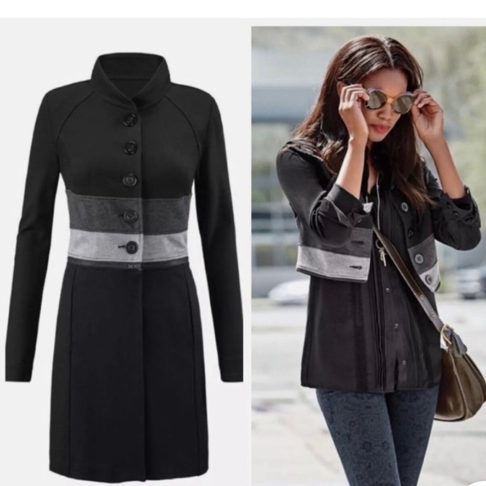 CAbi Black & Gray Convertible Jacket Osaka Night Zip-off to crop length, Large
